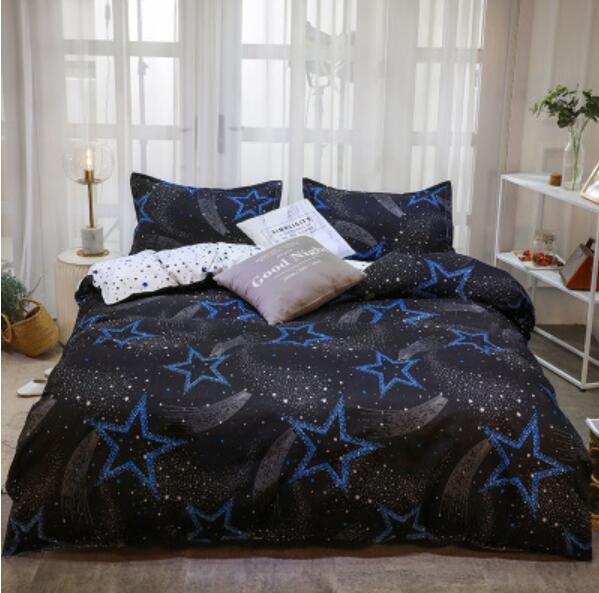 3D Blue Five-Pointed Star On Black 5192 Bed Pillowcases Quilt