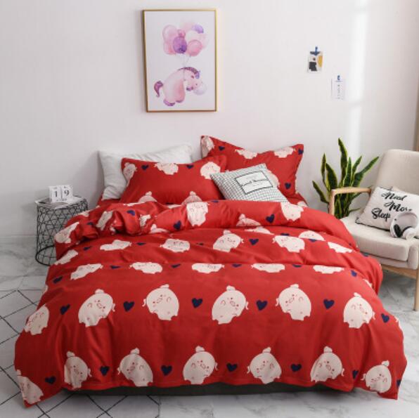 3D Red Bottom Pig 4019 Bed Pillowcases Quilt