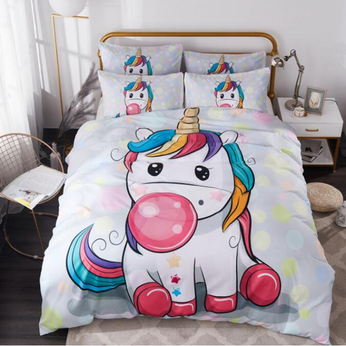 3D Cartoon Unicorn 2166 Bed Pillowcases Quilt