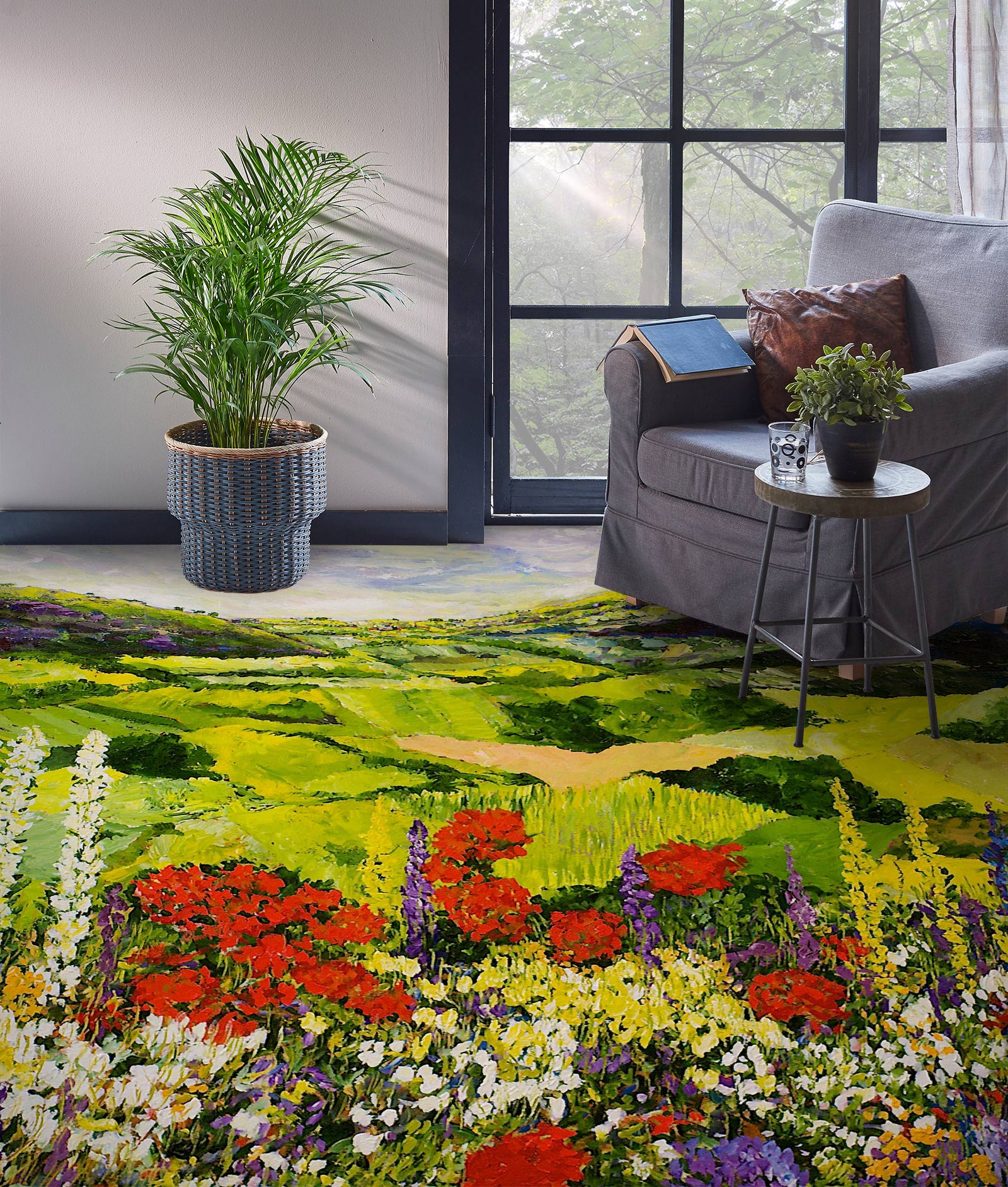 3D Field Meadow Red Flowers 9604 Allan P. Friedlander Floor Mural