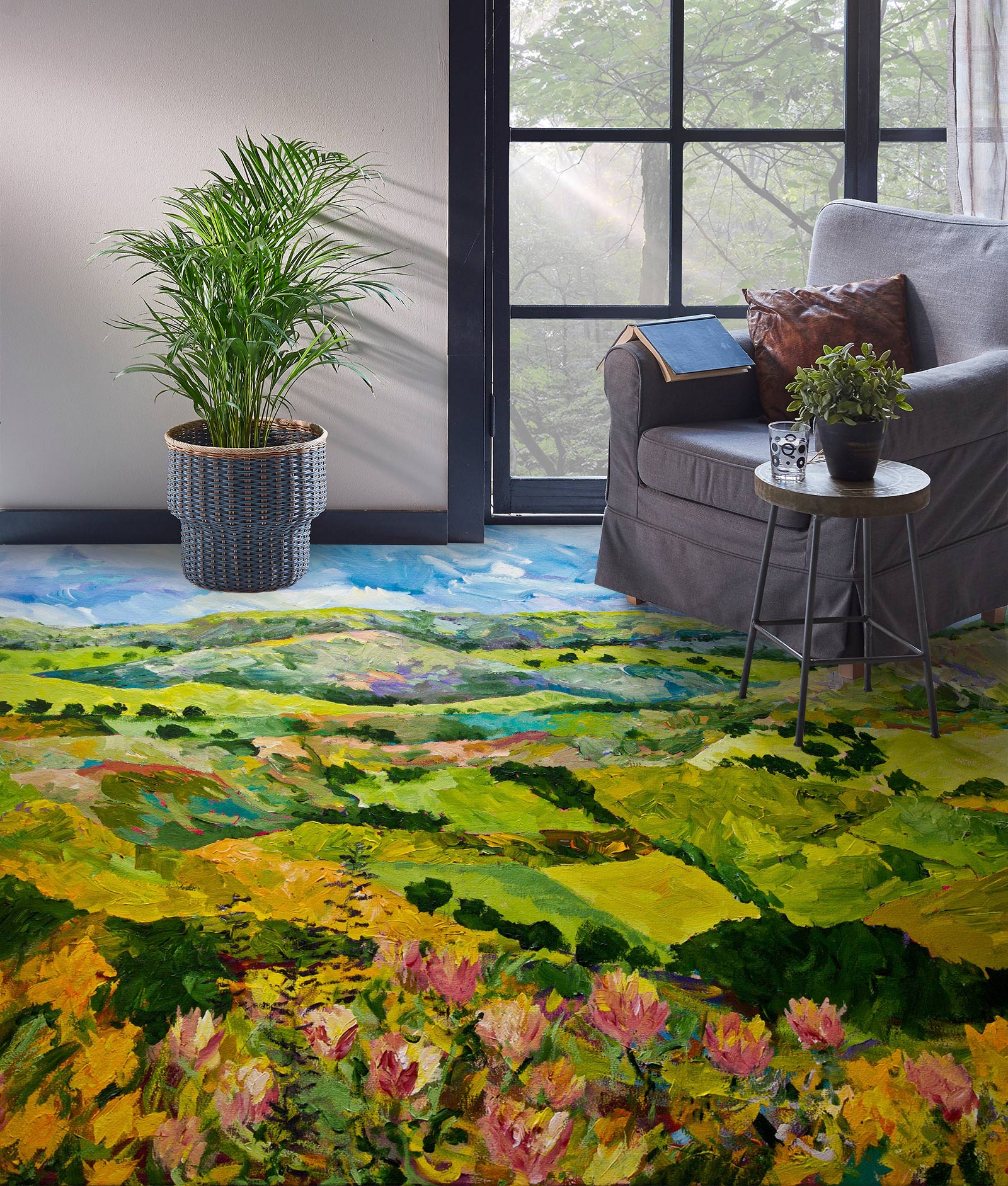 3D Lawn Hillside Flowers 9622 Allan P. Friedlander Floor Mural