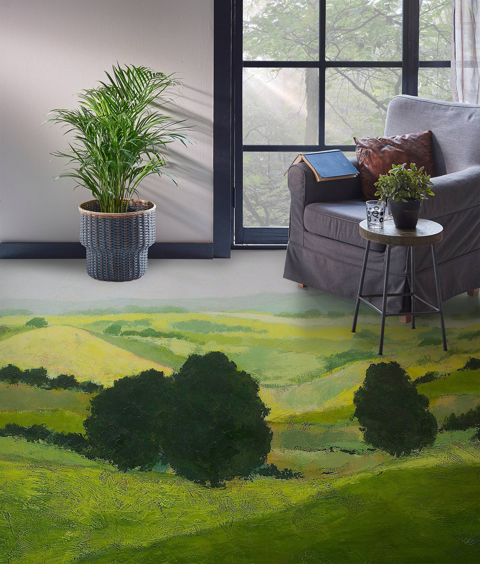 3D Grass Hillside Trees 9562 Allan P. Friedlander Floor Mural