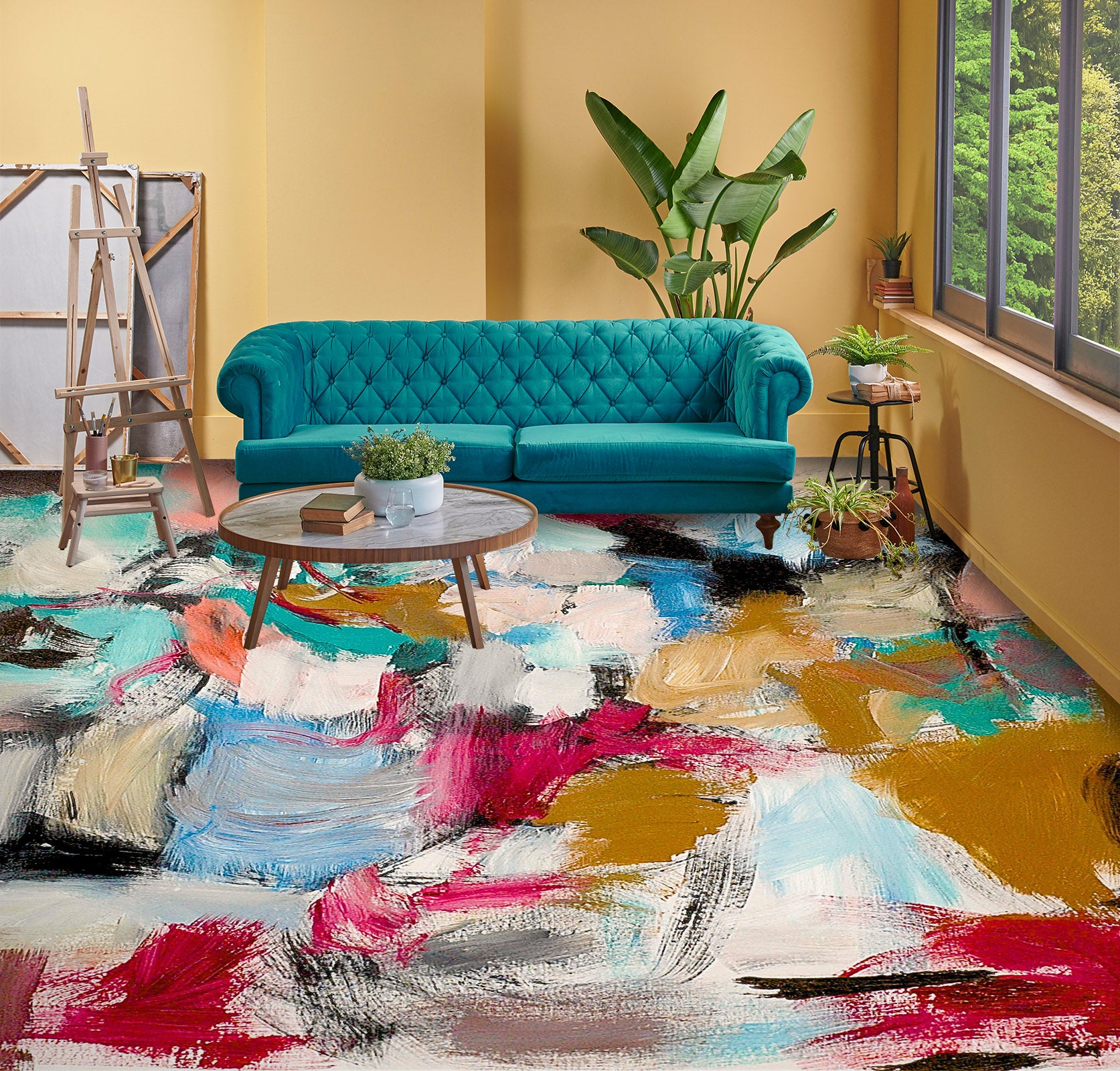 3D Color Paint Brush Pattern 9935 Allan P. Friedlander Floor Mural