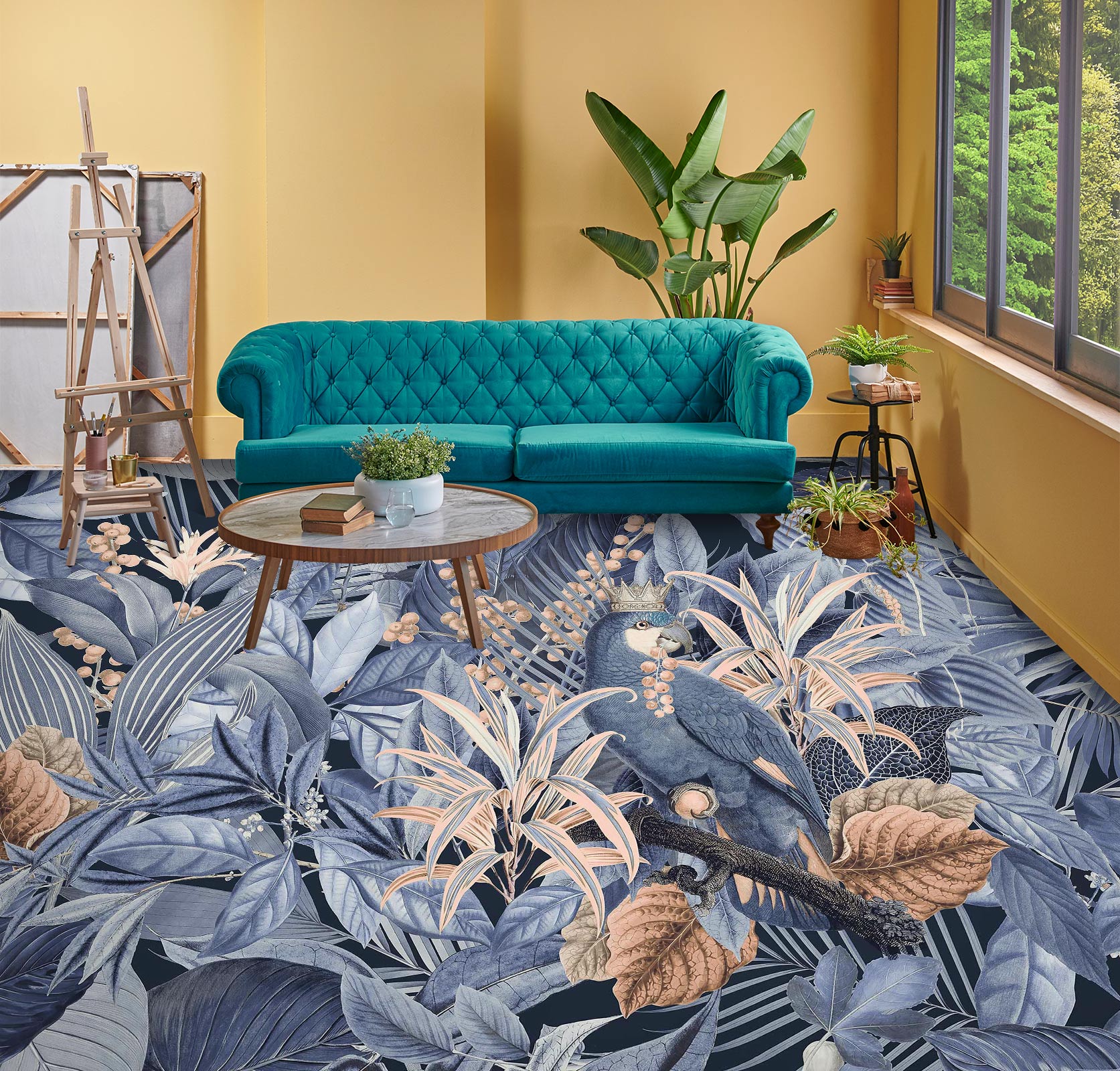 3D Grey Leaves Grove 10035 Andrea Haase Floor Mural
