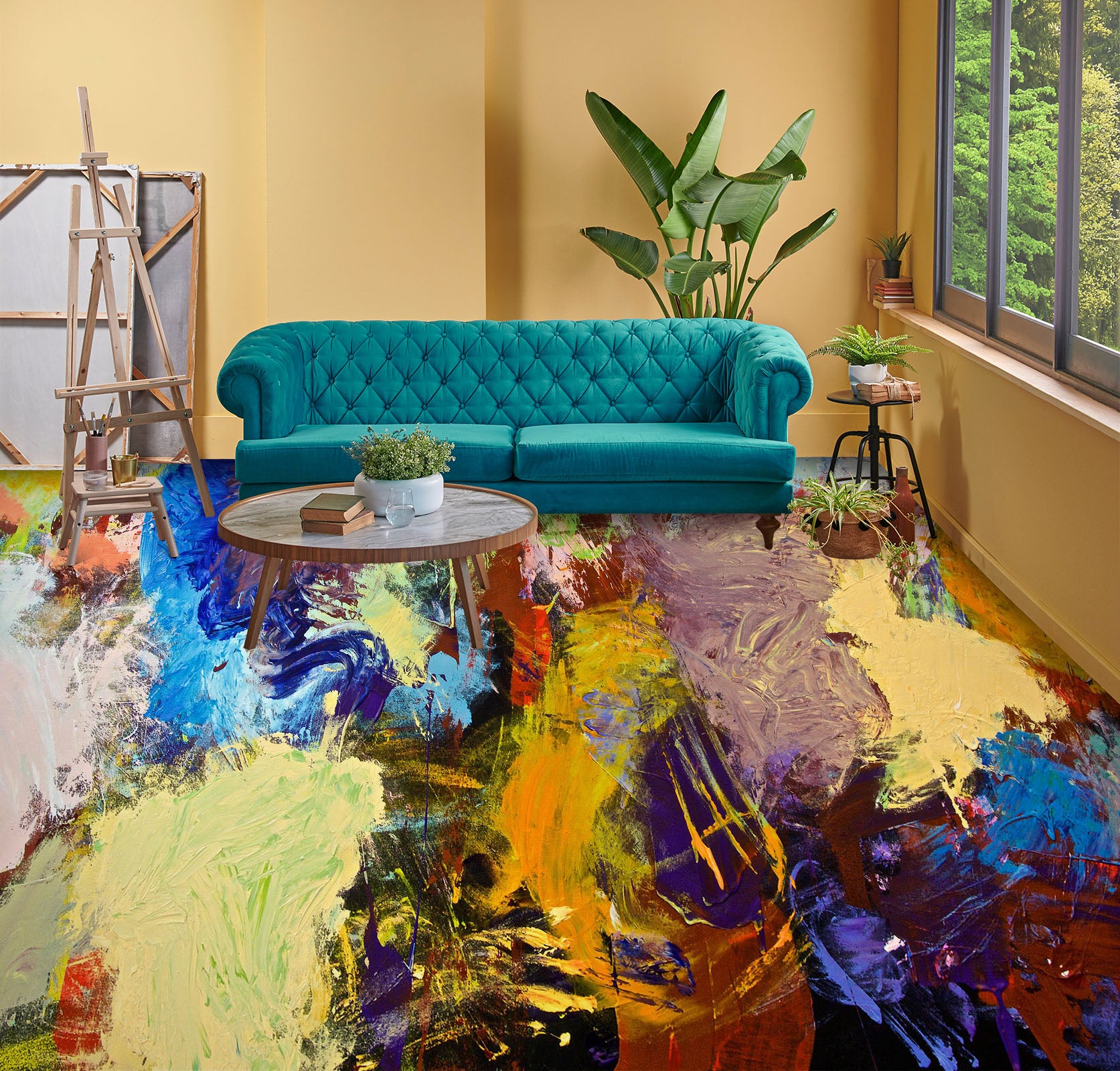 3D Pigment Color Block Pattern 9930 Allan P. Friedlander Floor Mural
