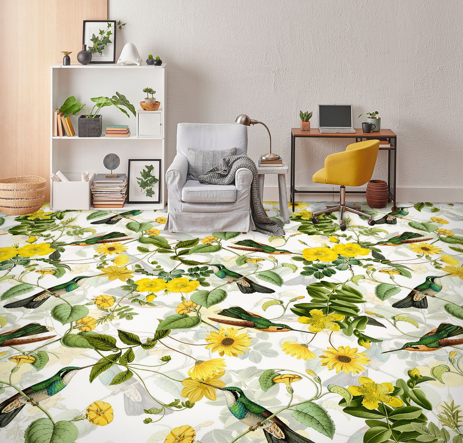 3D Yellow Flowers Daisies 10018 Uta Naumann Floor Mural