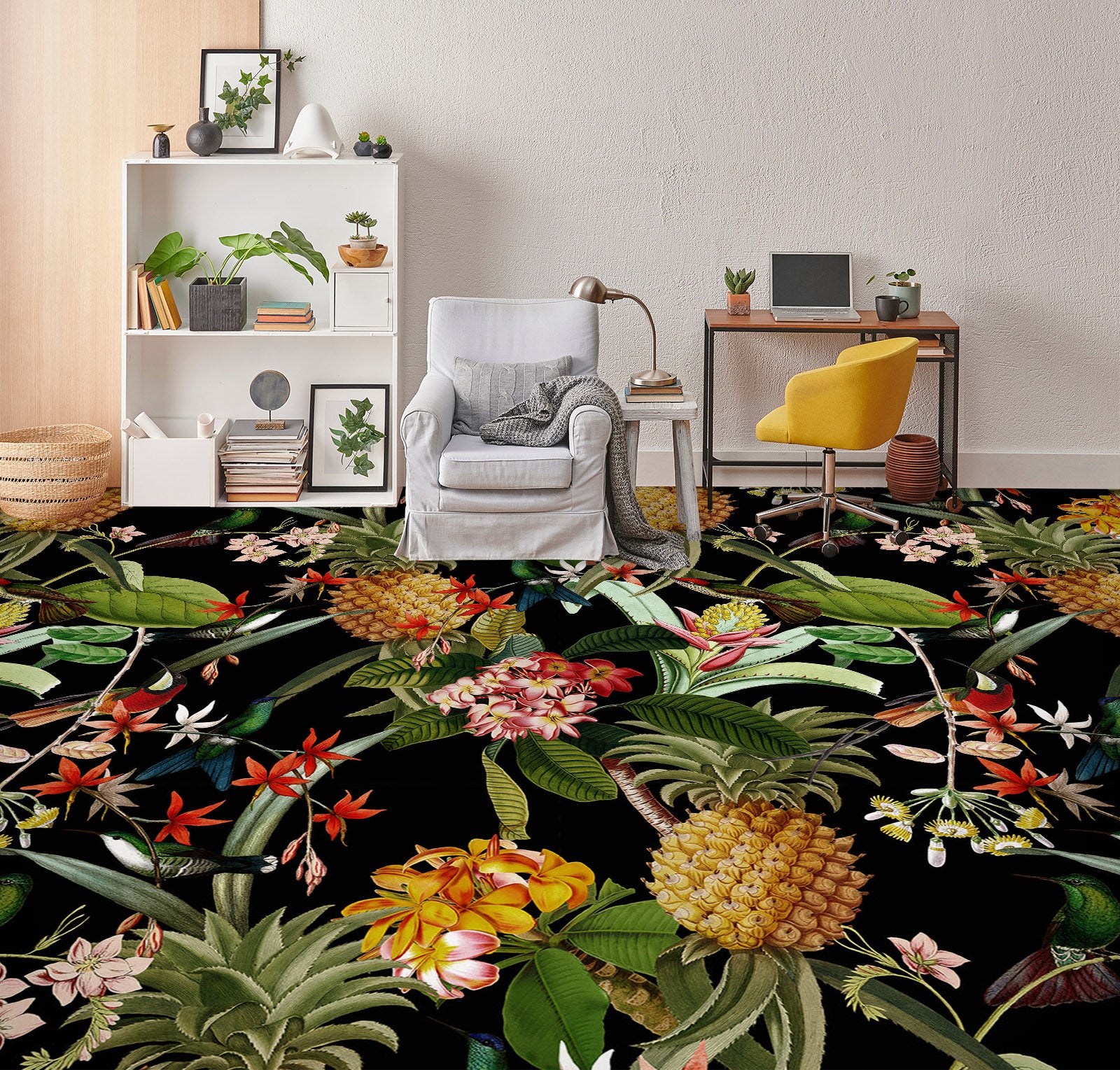 3D Flower Pineapple Leaves 10005 Uta Naumann Floor Mural