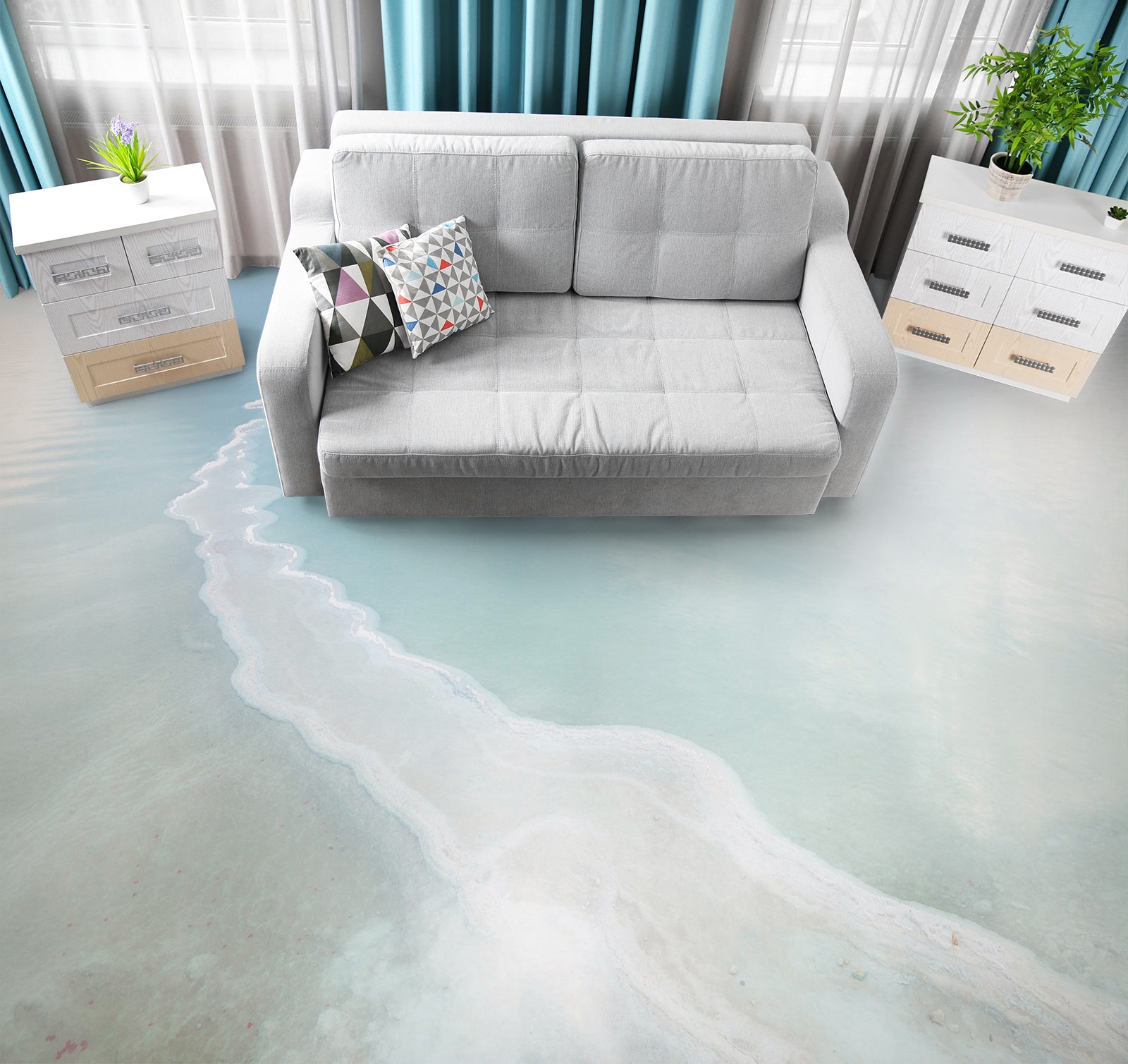 3D Beach Tide Texture 9845 Assaf Frank Floor Mural