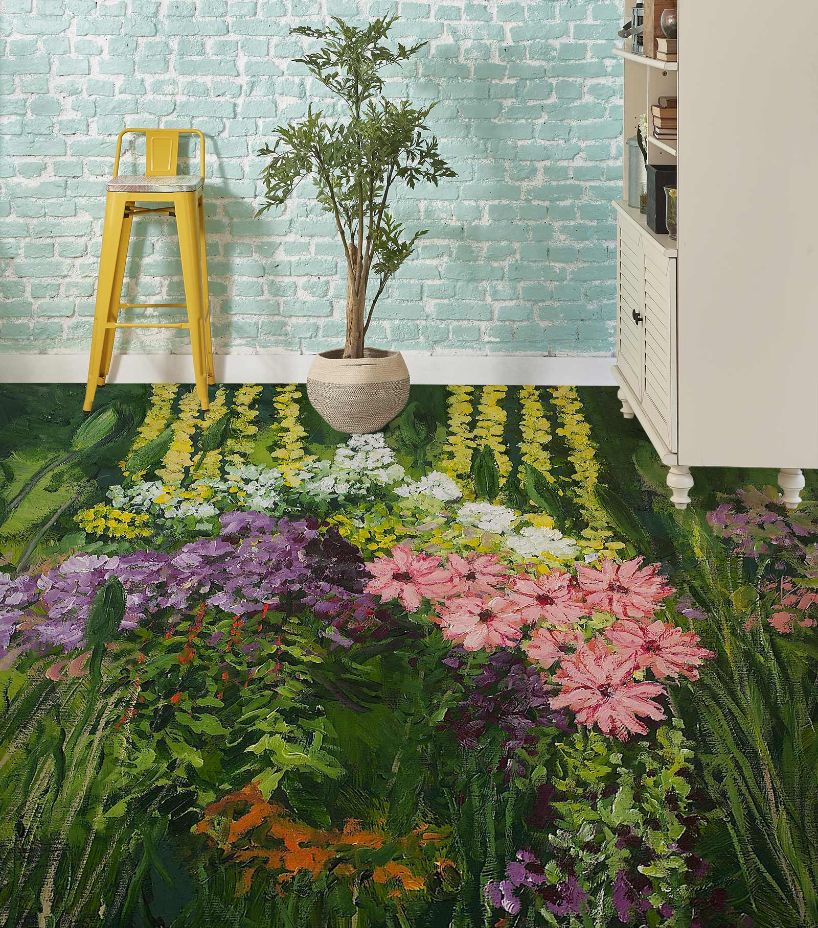3D Colorful Flowers 9563 Allan P. Friedlander Floor Mural