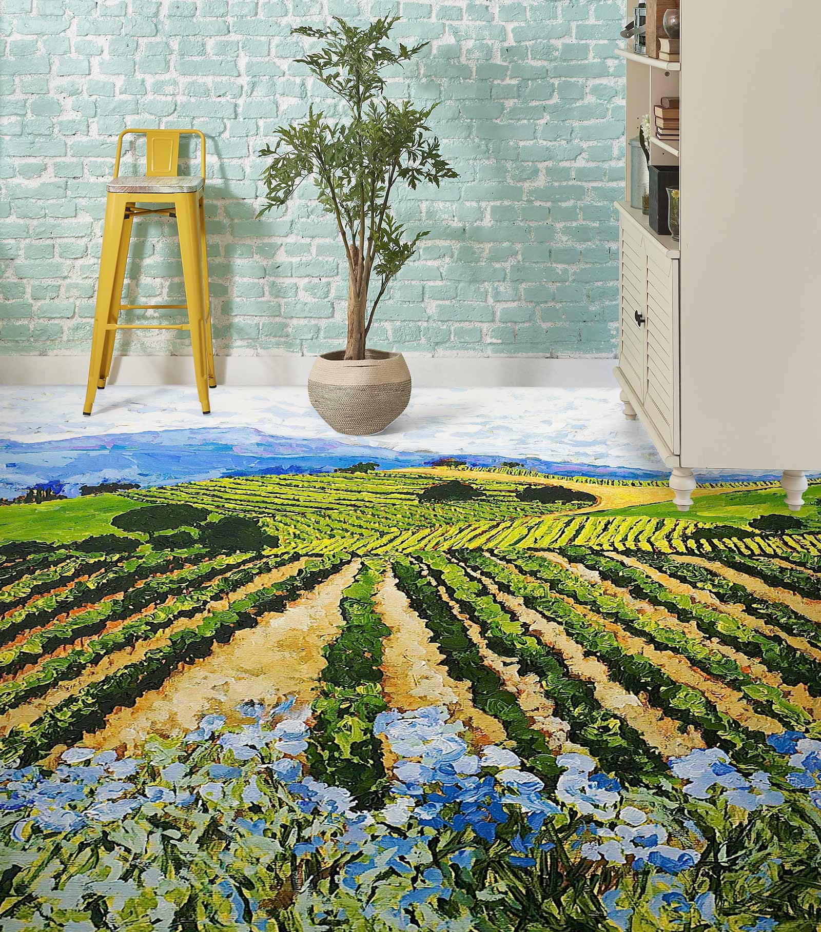 3D Field Flower Bush 9519 Allan P. Friedlander Floor Mural