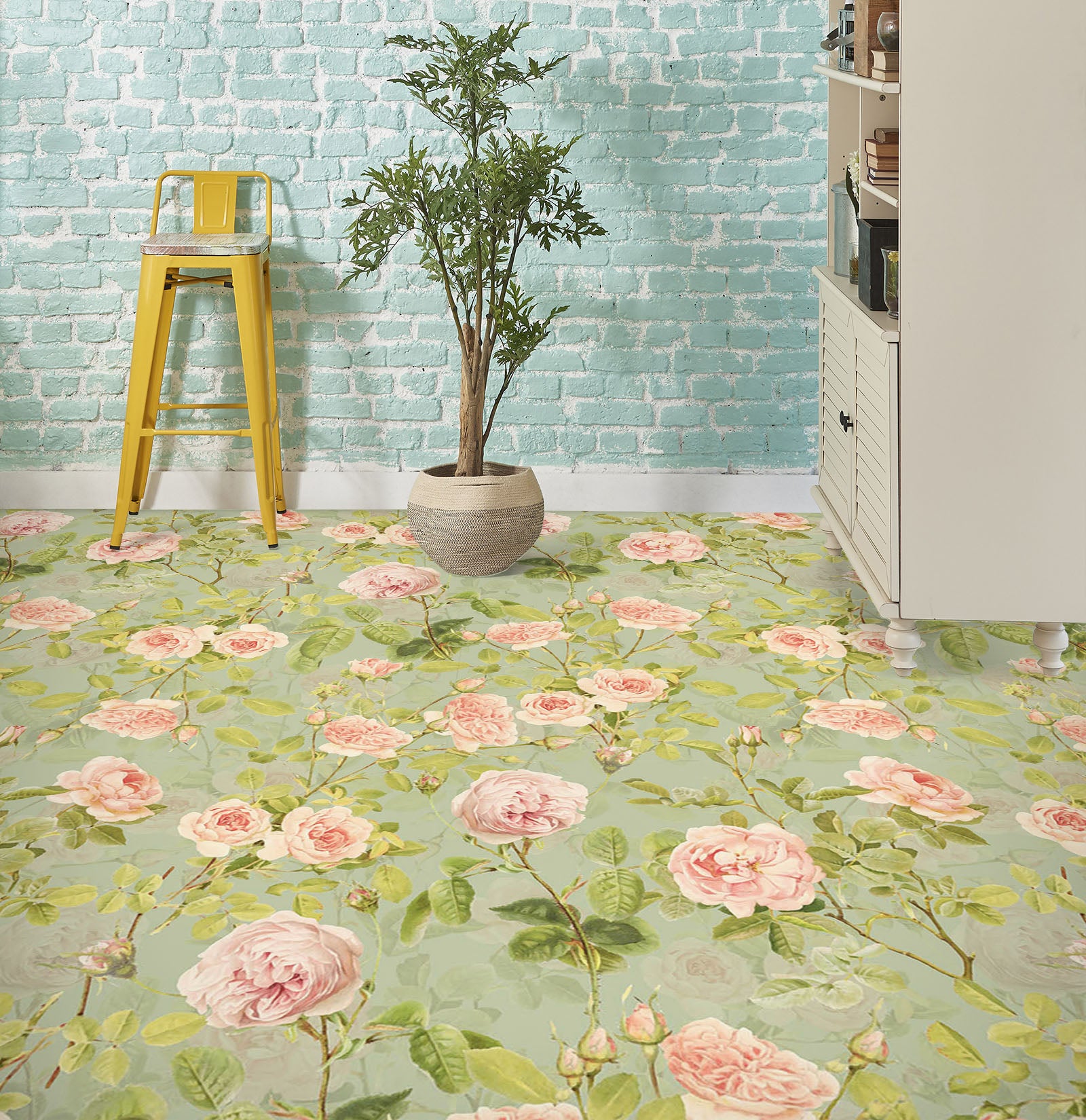 3D Pink Rose 99225 Uta Naumann Floor Mural