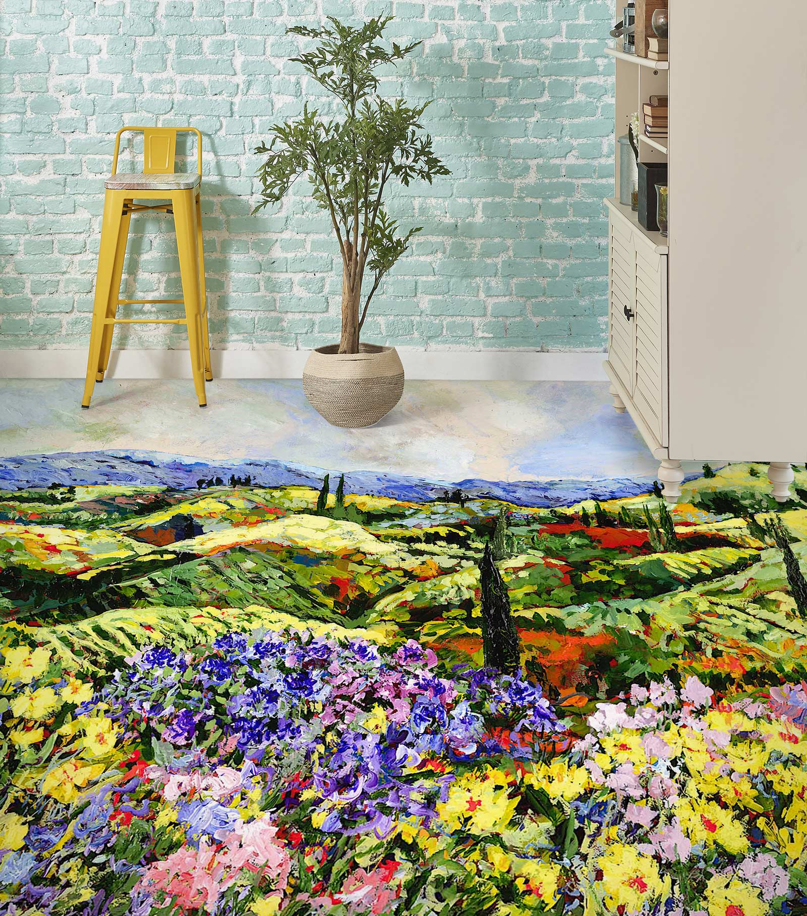 3D Field Colorful Flowers 9537 Allan P. Friedlander Floor Mural