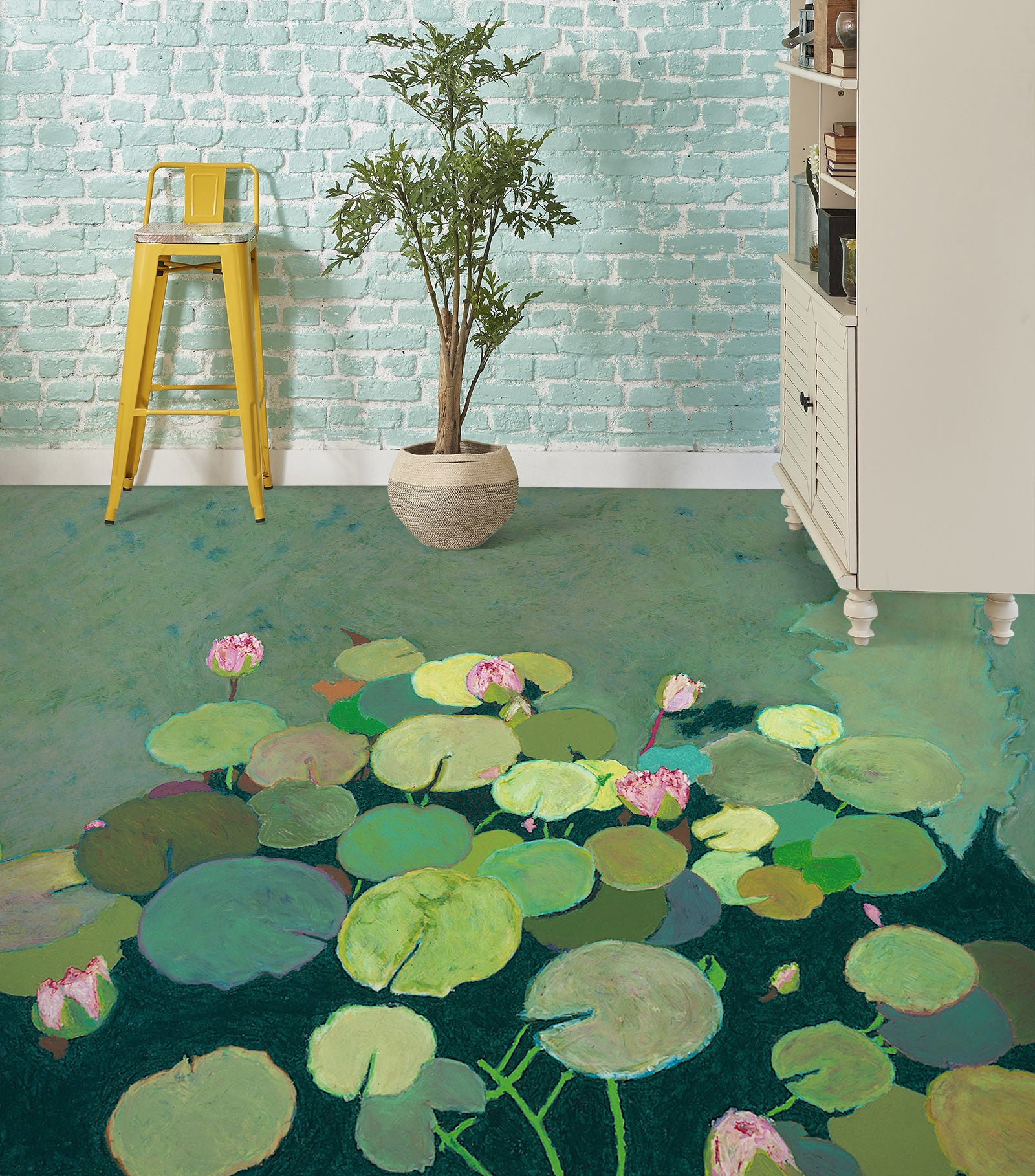 3D Lotus Pond 9686 Allan P. Friedlander Floor Mural