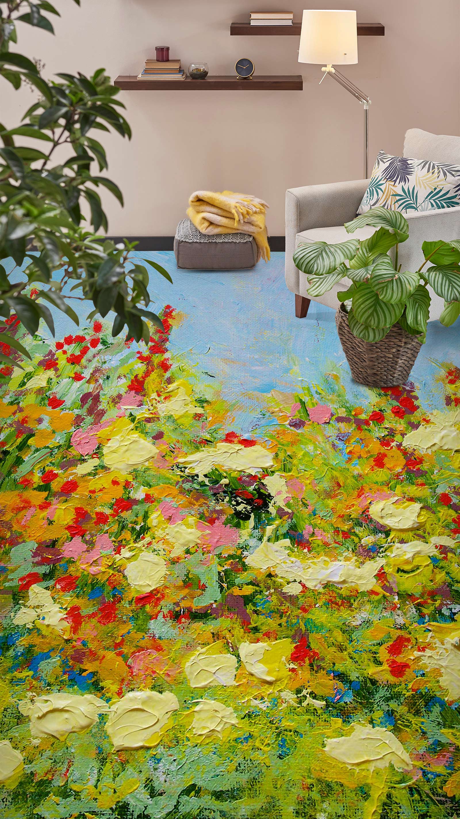 3D Oil Painting Flowers 96107 Allan P. Friedlander Floor Mural