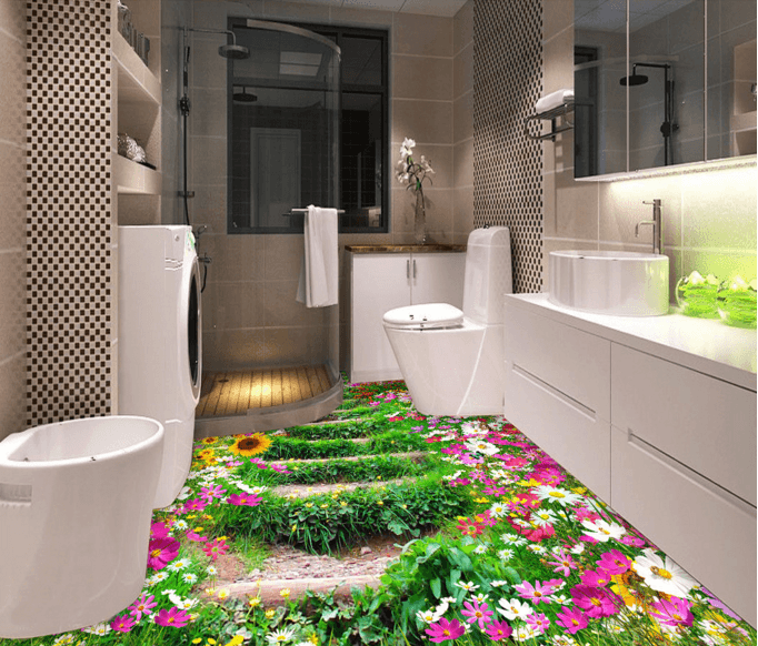 3D Flowers Stairs Floor Mural Wallpaper AJ Wallpaper 2 
