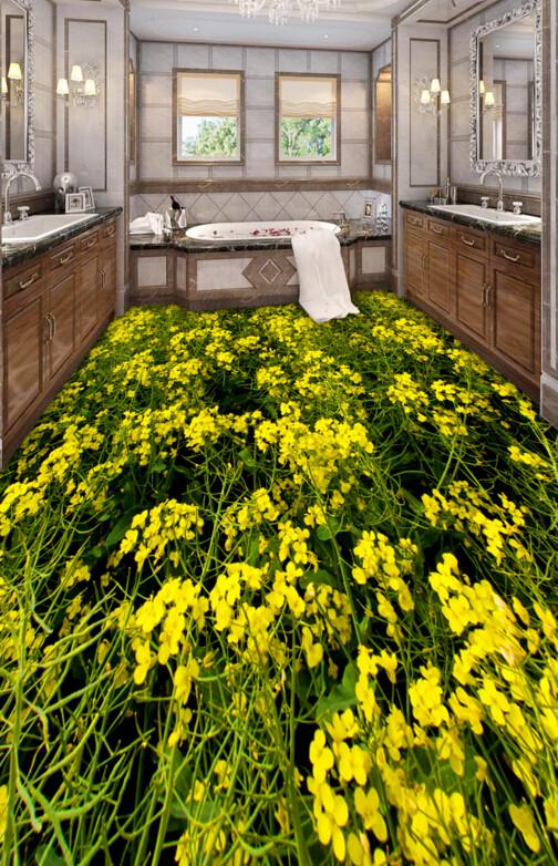 3D Rape Flowers Floor Mural Wallpaper AJ Wallpaper 2 