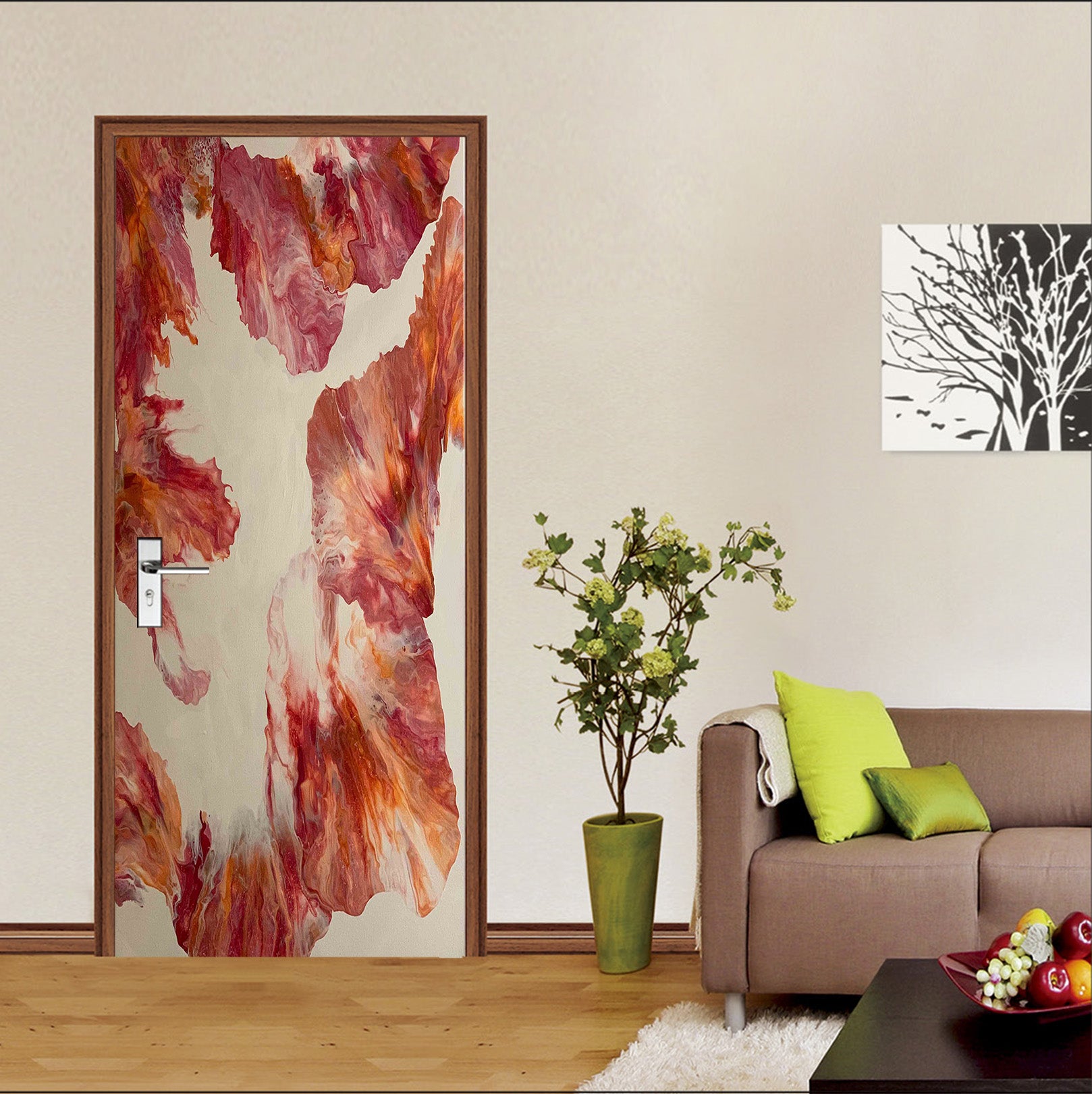 3D Red Texture 9205 Valerie Latrice Door Mural