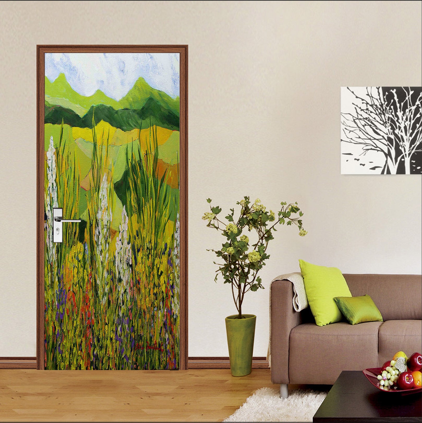 3D Grass Lawn Mountains 93180 Allan P. Friedlander Door Mural