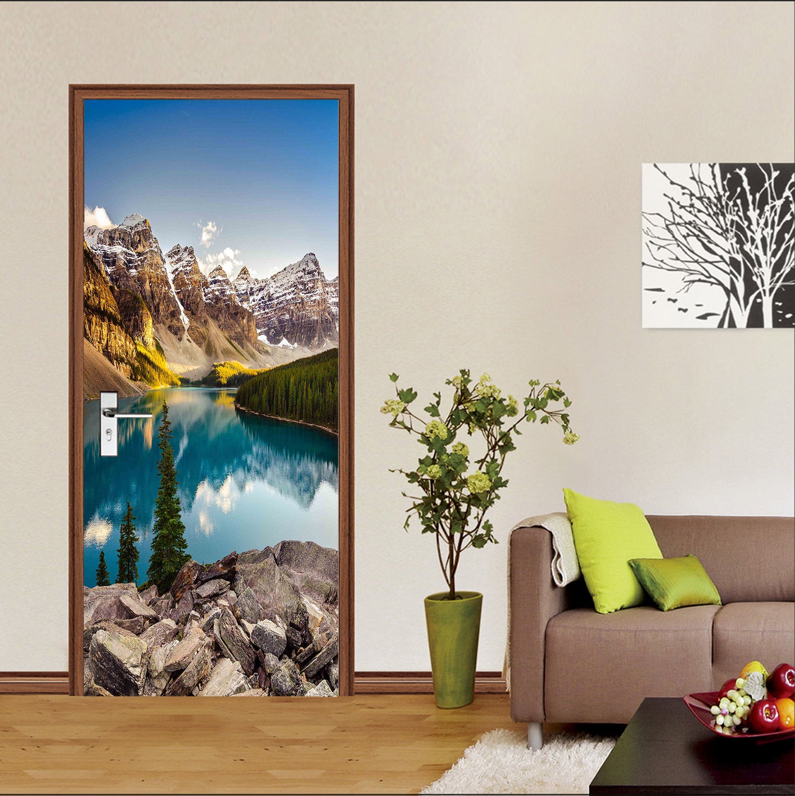 3D Mountain Lake 24120 Door Mural