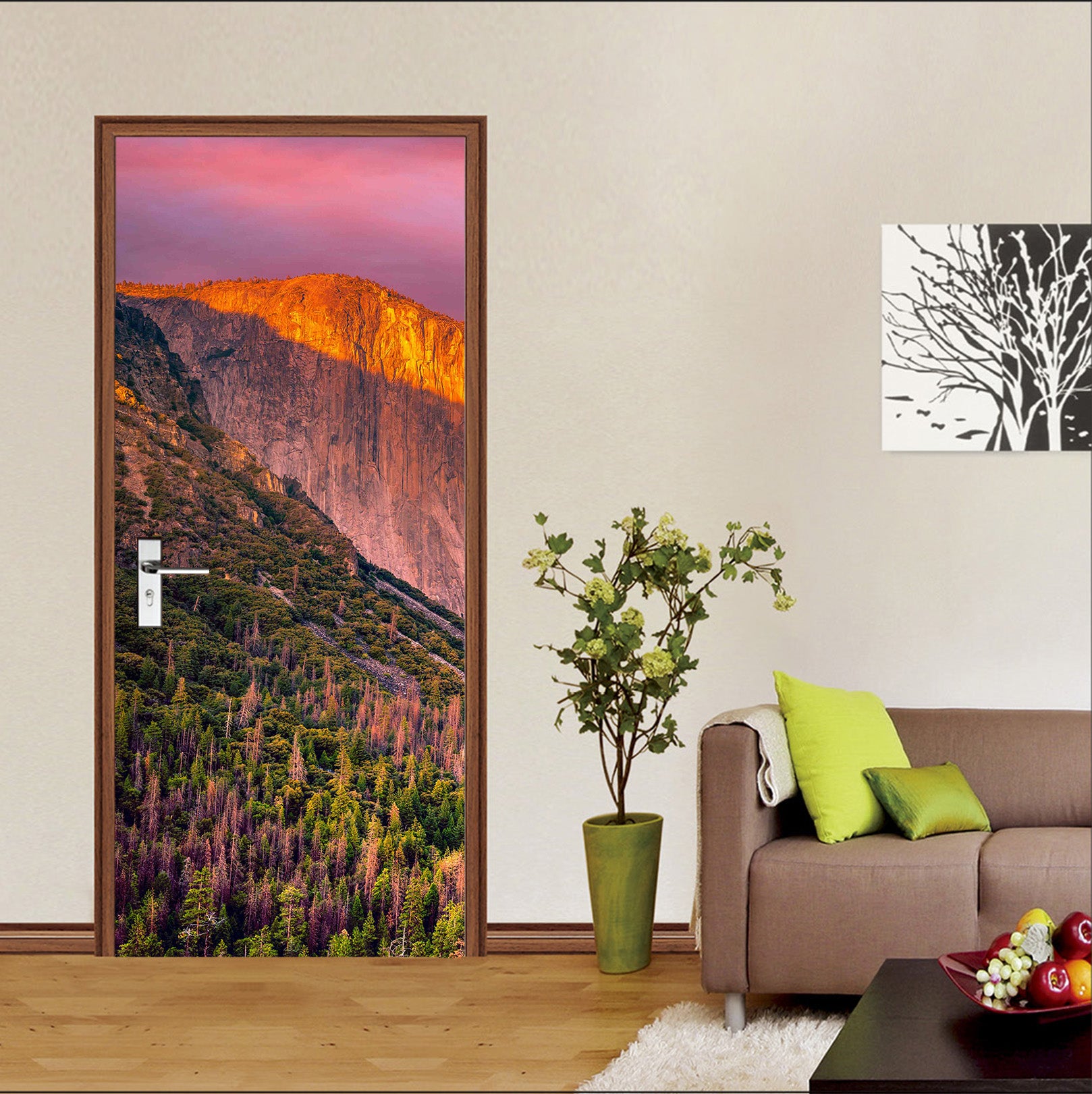 3D Mountains Forest 122154 Marco Carmassi Door Mural