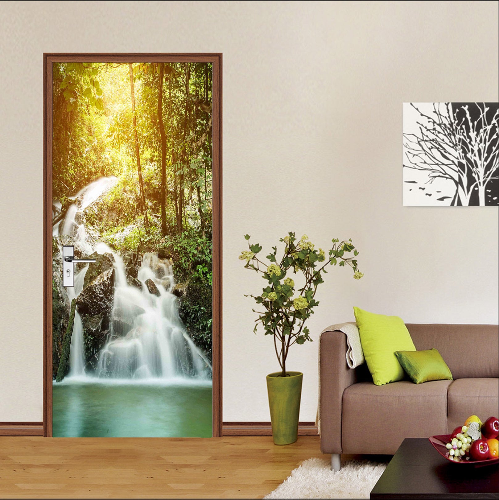 3D Forest Waterfall 24132 Door Mural