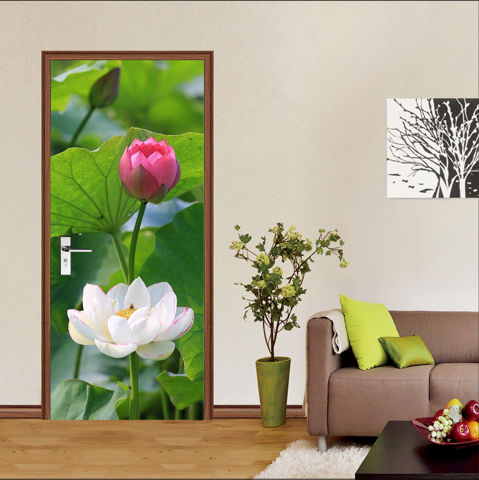 3D Lotus 25128 Door Mural