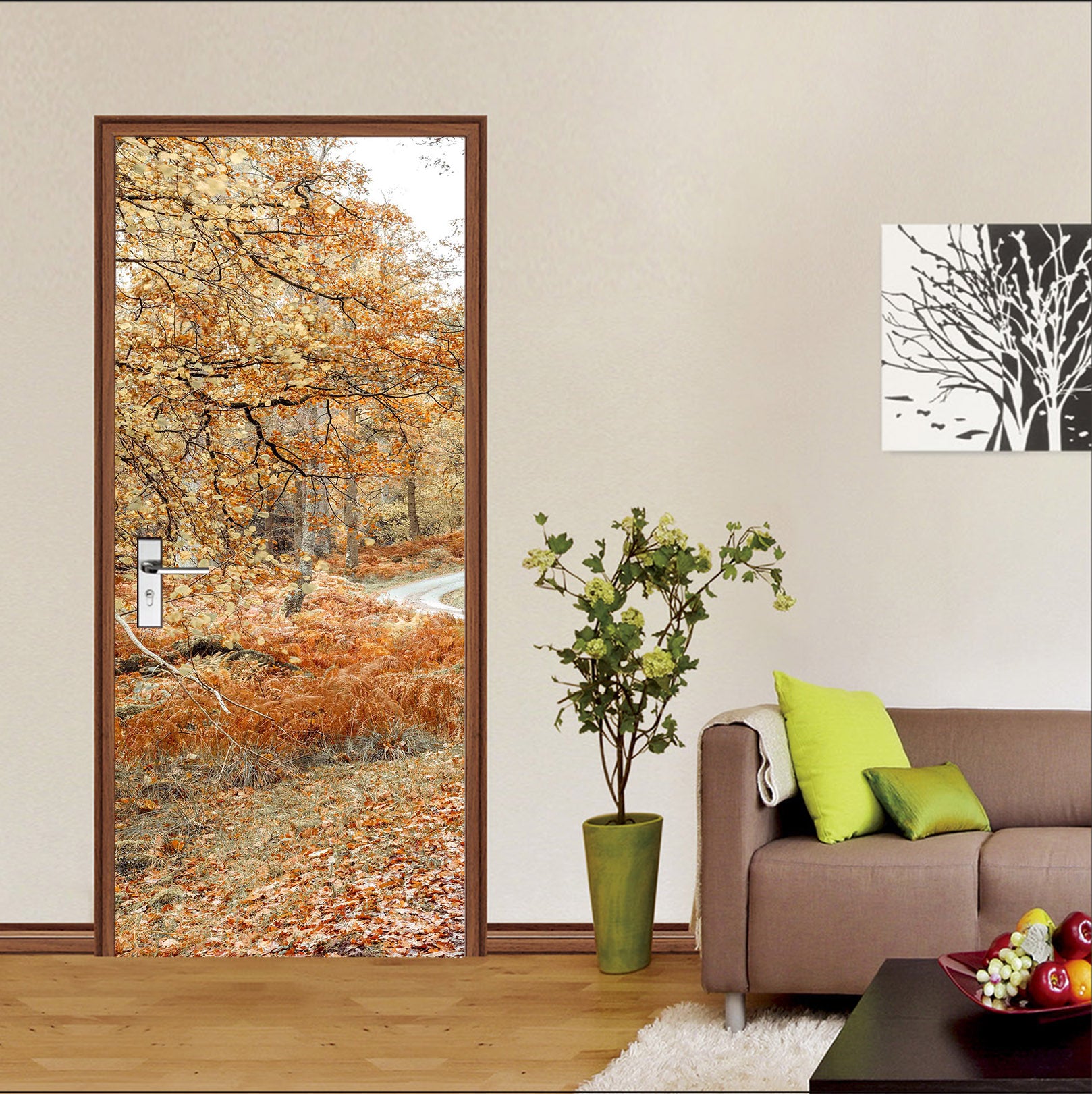 3D Autumn Fallen Leaves Grove 10209 Assaf Frank Door Mural