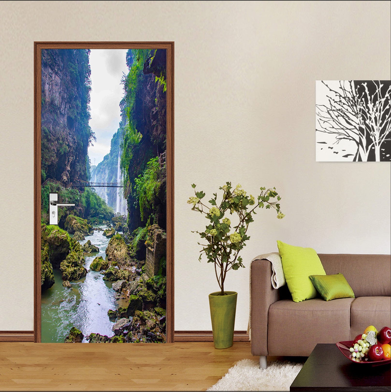 3D Mountain Gorge 25024 Door Mural