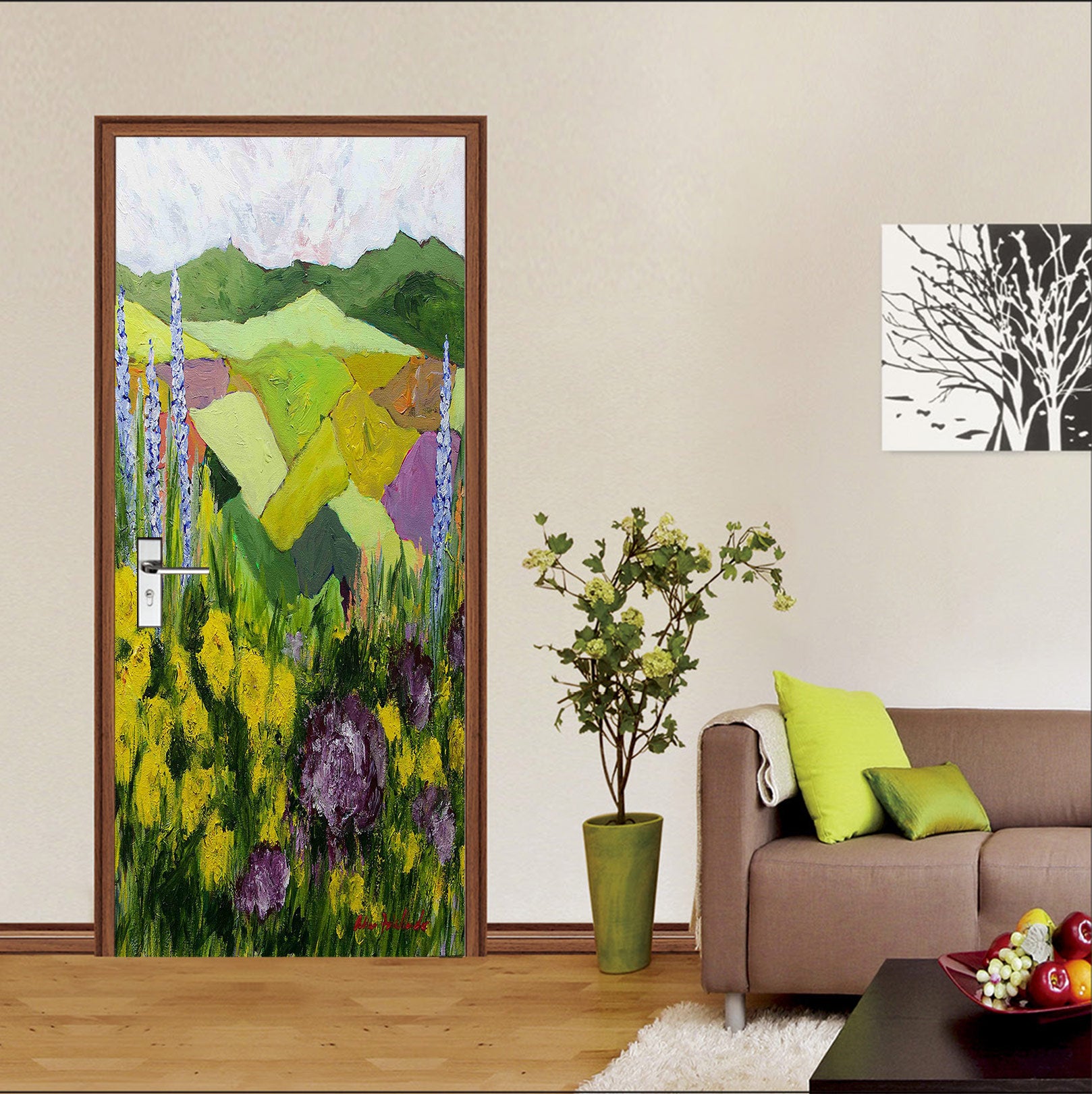 3D Flower Bushes Field 93177 Allan P. Friedlander Door Mural