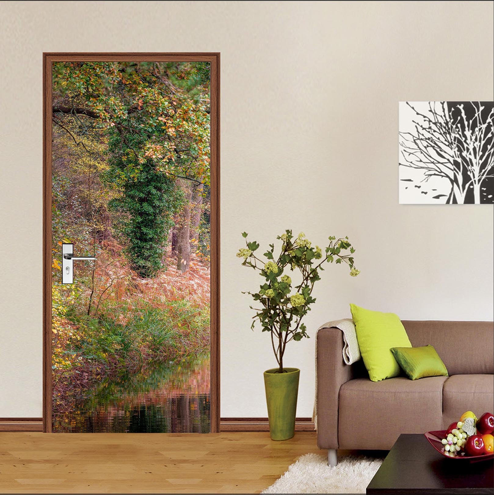 3D Green Leaves 5099 Assaf Frank Door Mural