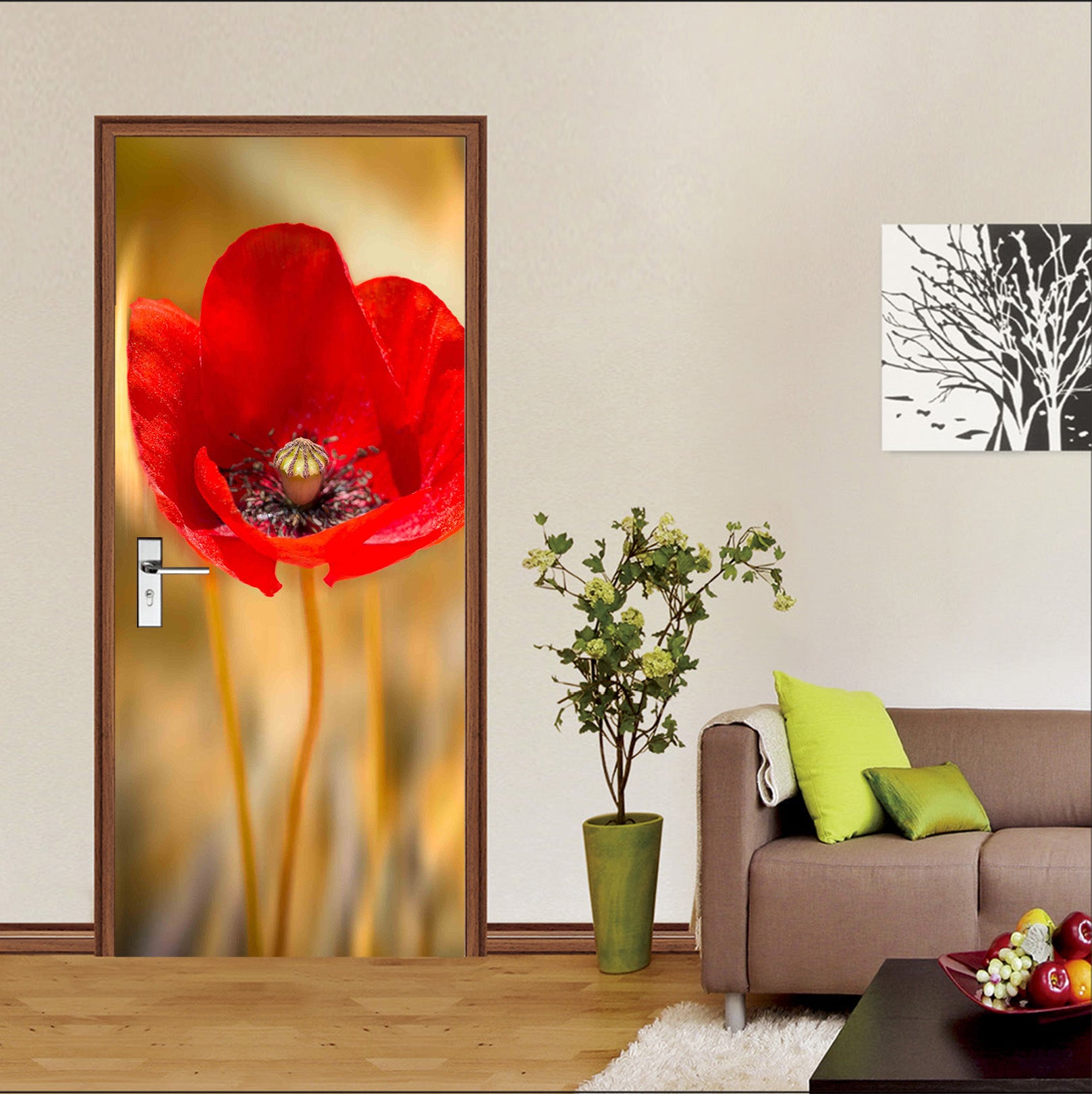 3D Red Flower 122140 Marco Carmassi Door Mural