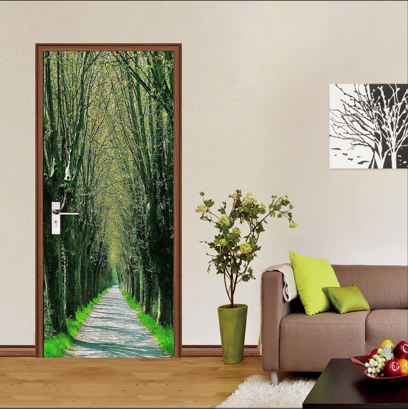 3D Roadside Bare Trees 02 Door Mural Wallpaper AJ Wallpaper 