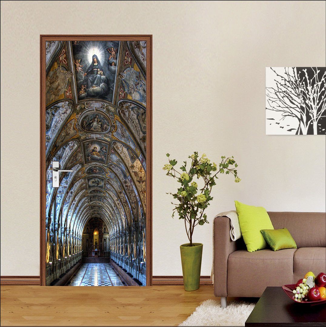3D classical painting dome corridor door mural Wallpaper AJ Wallpaper 