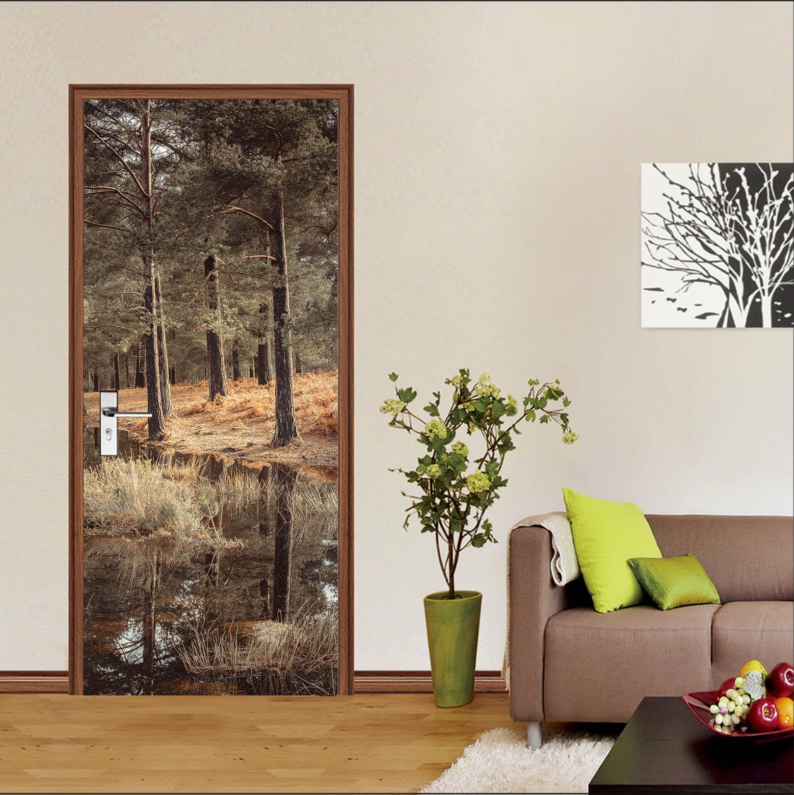 3D River Trees 5135 Assaf Frank Door Mural