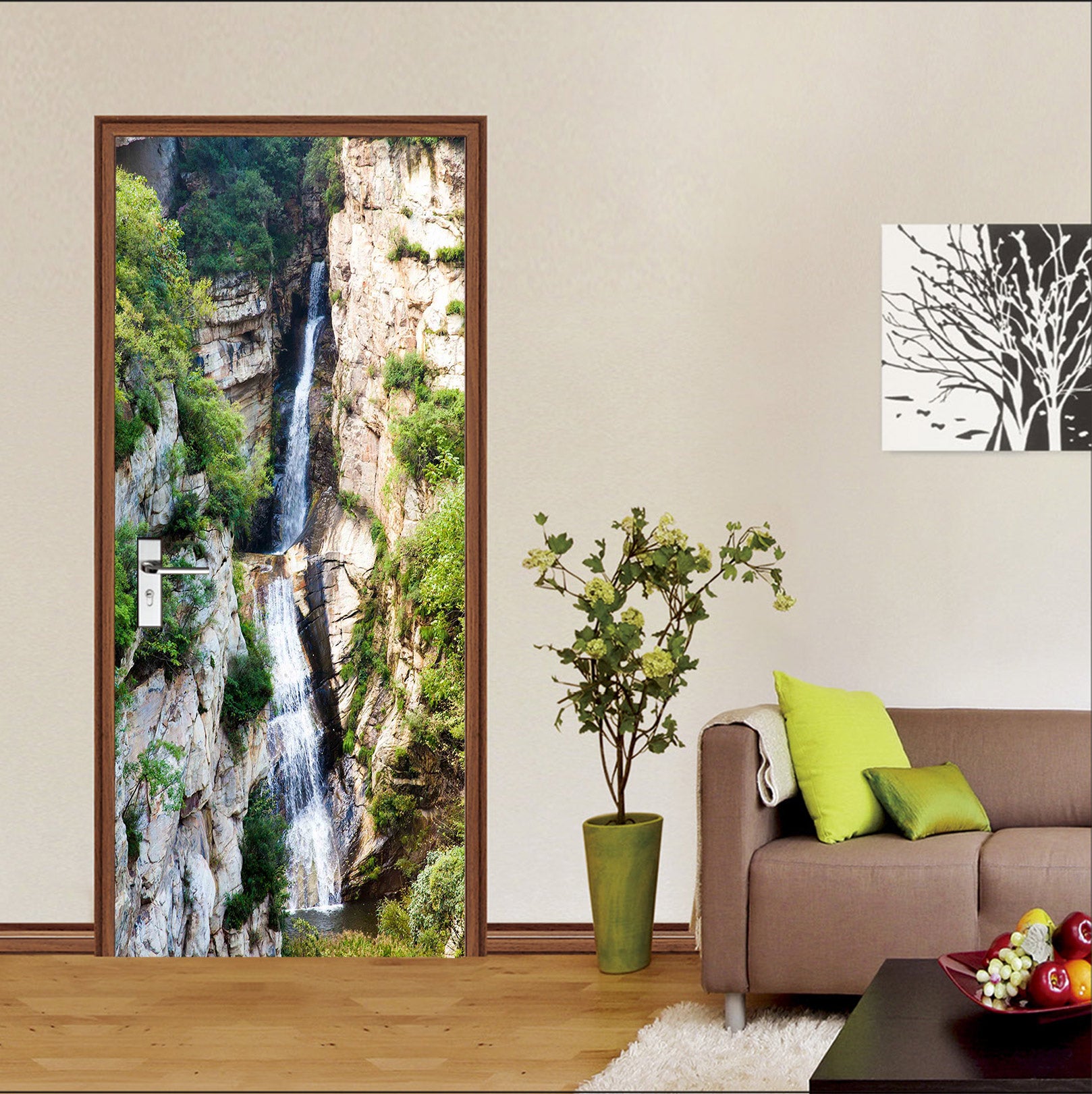 3D Mountain Waterfall 24210 Door Mural