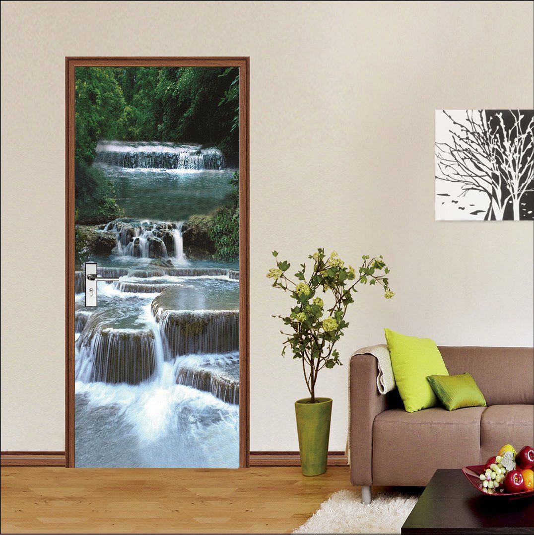 3D clear wide river door mural Wallpaper AJ Wallpaper 