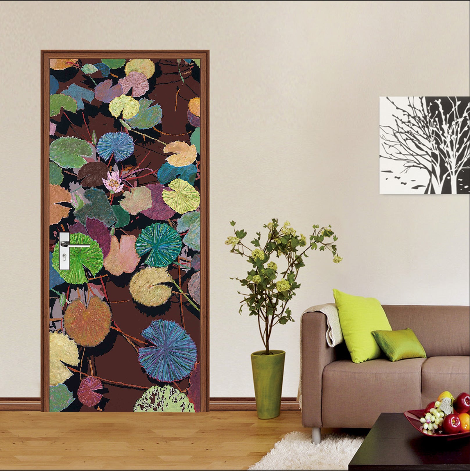 3D Lotus Leaf Colored 9407 Allan P. Friedlander Door Mural