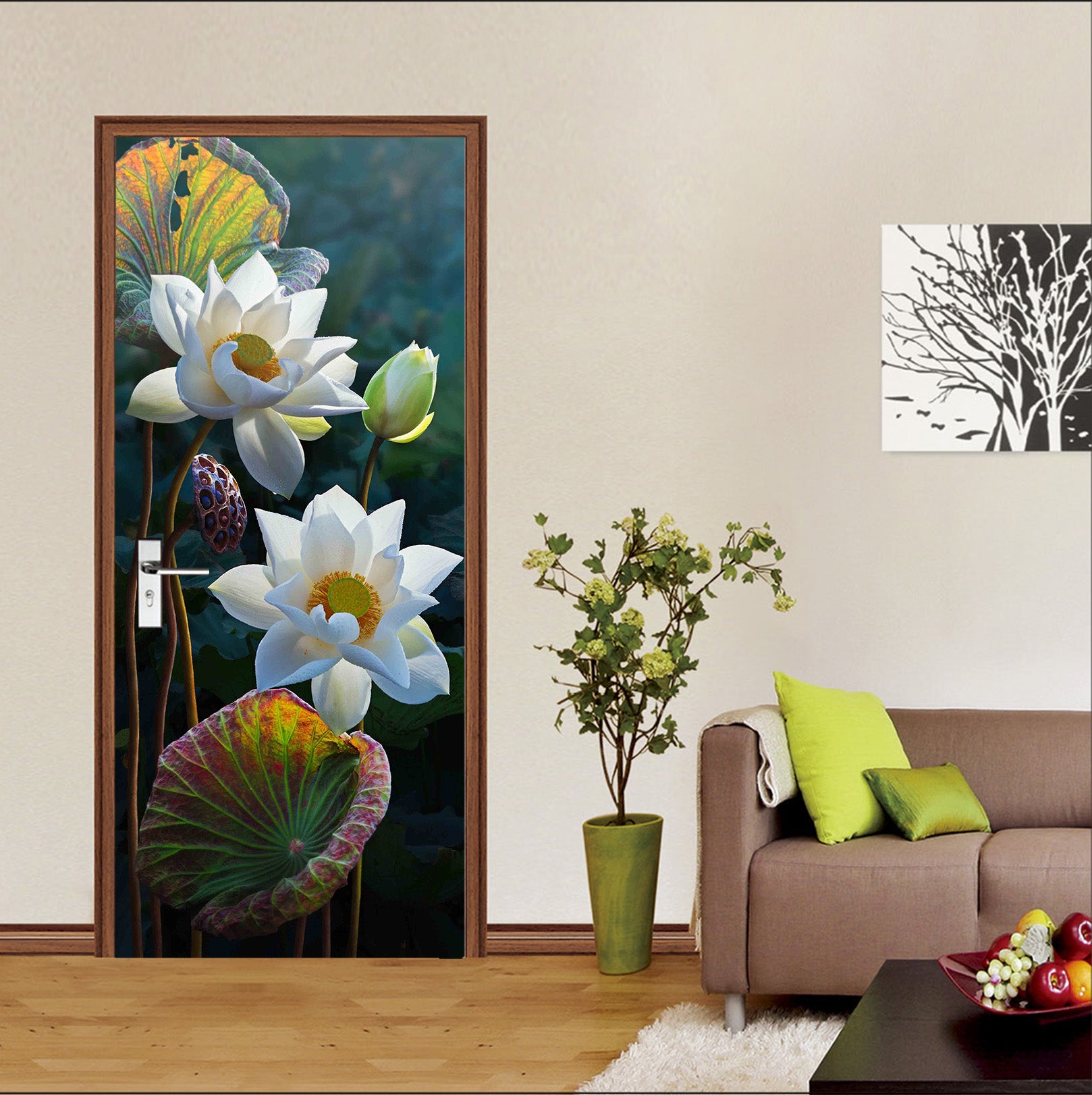 3D Lotus 25206 Door Mural