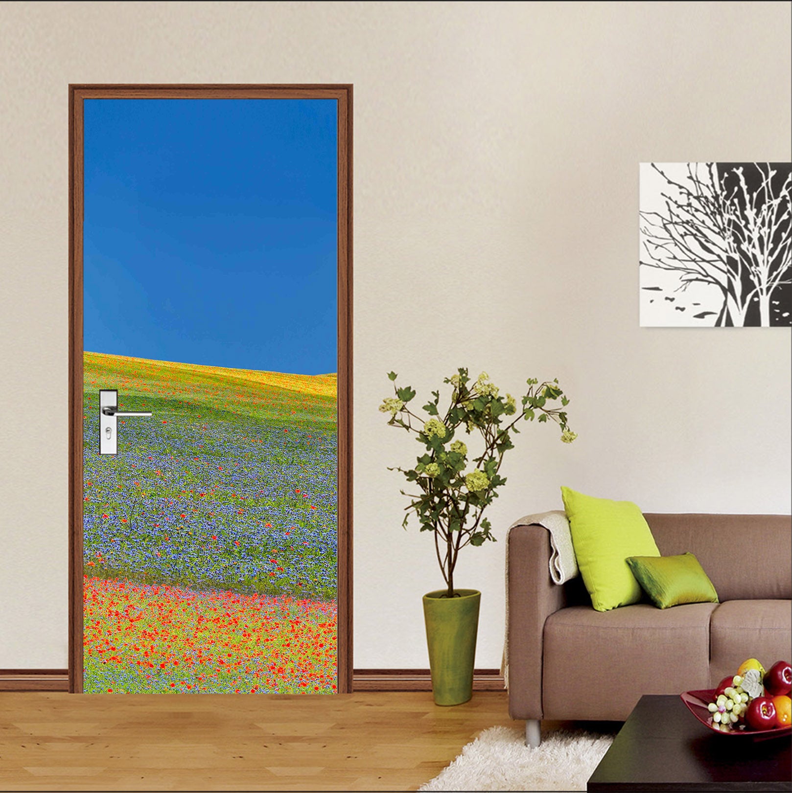 3D Grassland Flowers Hillside 121224 Marco Carmassi Door Mural