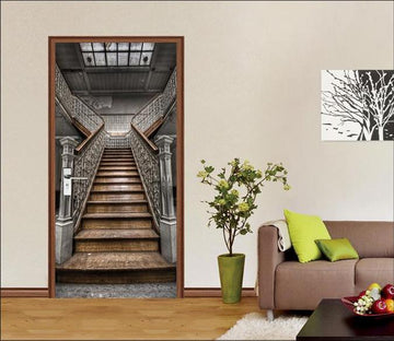 3D handrail wooden stair door mural Wallpaper AJ Wallpaper 