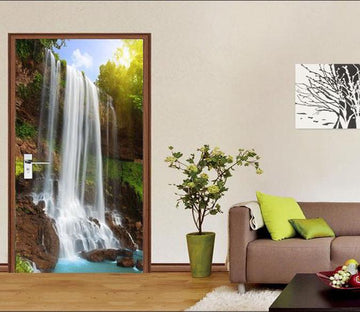 3D mountain waterfall painting door mural Wallpaper AJ Wallpaper 