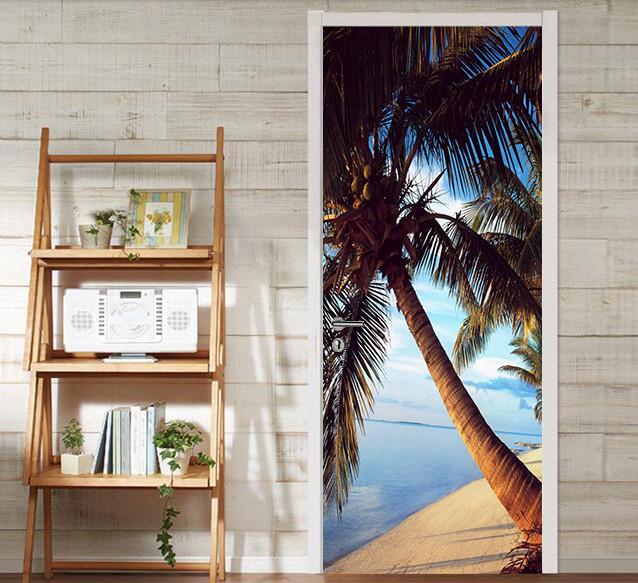 3D palm tree door mural Wallpaper AJ Wallpaper 
