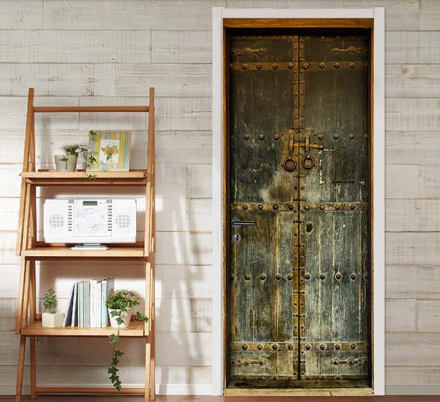 3D black iron gate door mural Wallpaper AJ Wallpaper 