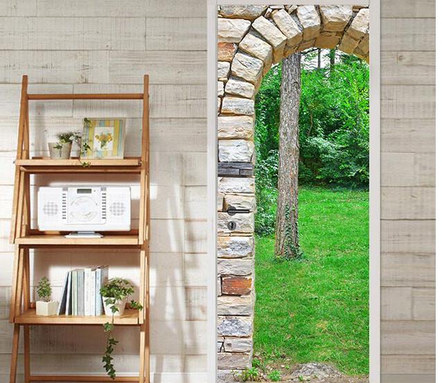 3D archway in the grass door mural Wallpaper AJ Wallpaper 