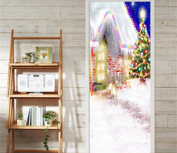3D christmas tree snow hut door mural Wallpaper AJ Wallpaper 
