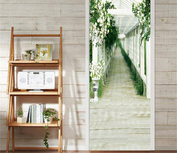 3D flowers Pavilion corridor door mural Wallpaper AJ Wallpaper 