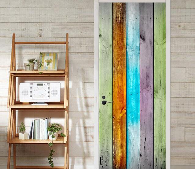 3D stripe board painting door mural Wallpaper AJ Wallpaper 