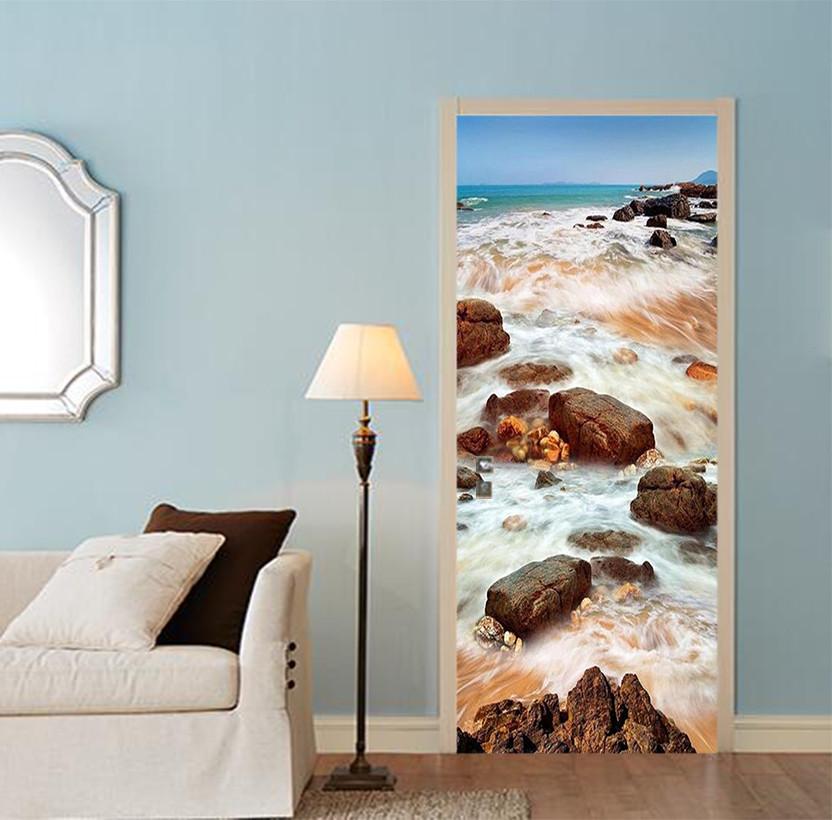 3D spectacular sea view door mural Wallpaper AJ Wallpaper 