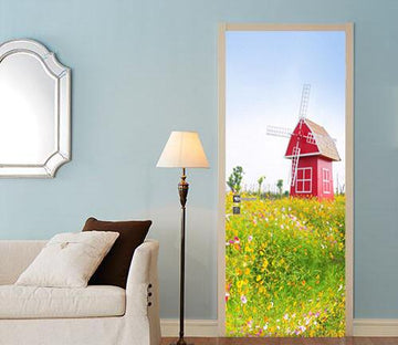 3D windmill flowers from painting door mural Wallpaper AJ Wallpaper 