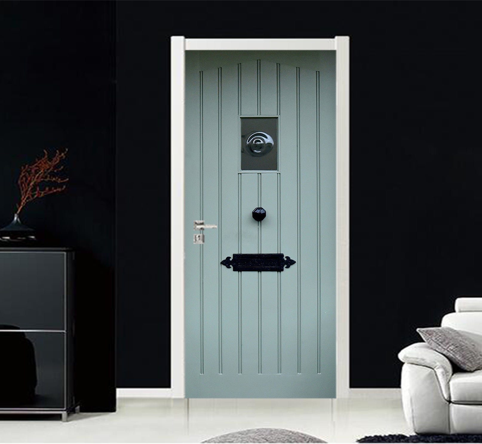 3D Blue Square Door 040 Door Mural